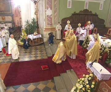 Posvetitev novega celjskega škofa Maksimiijana Matjaža (foto: RTV SLO/zaslonska slika)