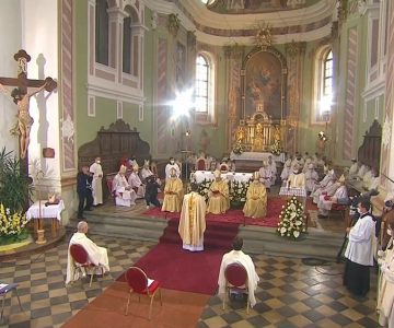 Posvetitev novega celjskega škofa Maksimiijana Matjaža (foto: RTV SLO/zaslonska slika)