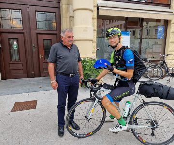 Matjaž Hribljan je prikolesaril v Celje (foto: MOC)